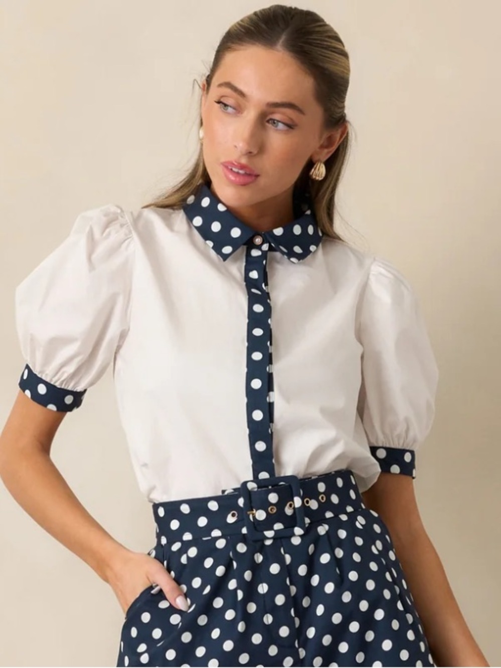 PROSPERINA PENNY WHITE COTTON BUTTON FRONT TOP SIZE MEDIUM NWT
